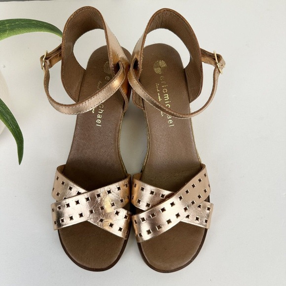 Eric Michael Rose Gold Metallic Espadrille Wedge Sandals Spain‎ Shoes EU 39 US 9 - Picture 3 of 10
